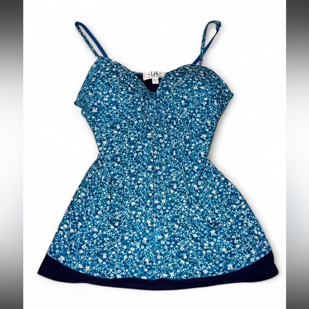 lei Teal Floral Y2K Tank Top Size XL
